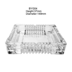 Square Glass Cigarette Ashtray 205mm 8 Inch Dia Cut Patterns For Easy Grasping