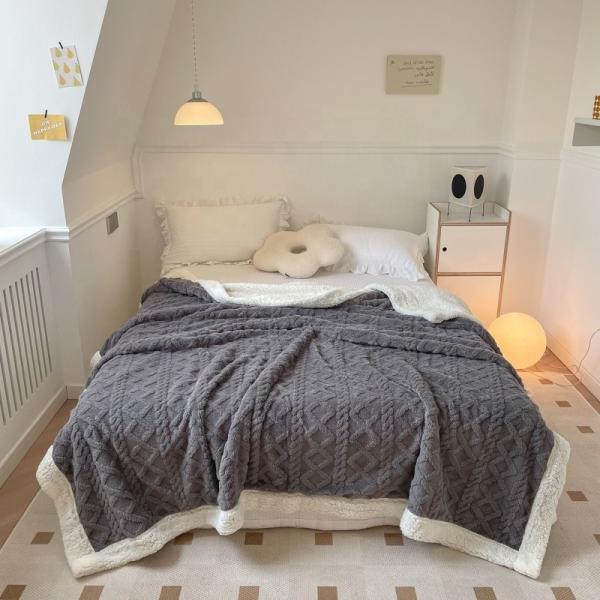 Quality Jacquard Double Layer Flannel Throw Winter Fleece Sherpa Blanket 3ps Quantity Grade wholesale