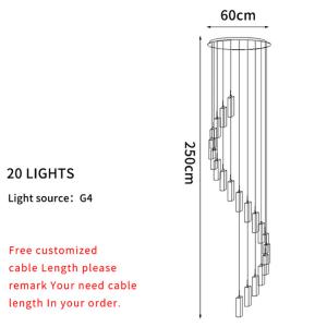 LED Pendant Light Staircase Crystal Chandelier Hanging Lamp Spirl hanging
