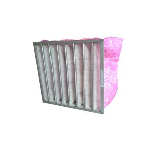 Glass Fiber Medium F5 F6 Bag Filter With 8 Pockets Green Yellow