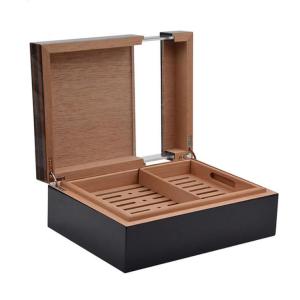 Custom Walnut Wood Cigar Box Brown with Hinged Lid Multiple Polishing Processes