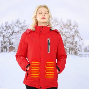 China Red Fishing Heated Winter Clothes Women Electric Rechargeable Heating Jacket For Winter on sale