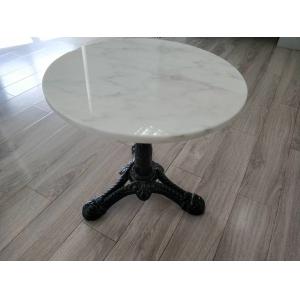 Black Modern Side Metal Table Legs Diameter 3" Column With White Marble Top