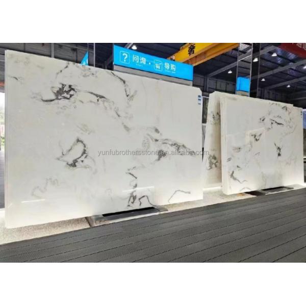 Polished Milk White Alabaster Marble Big Slab for Living Room and Dining Table Flooring