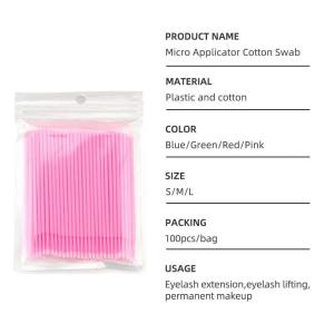 100PCS / Bag Disposable Cotton Swabs Plastic Grafted Eyelash Remover Cleaning