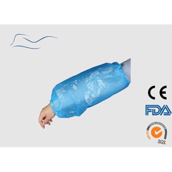 Blue Disposable Protective Sleeves , Plastic Arm Sleeves With Elastic Cuff