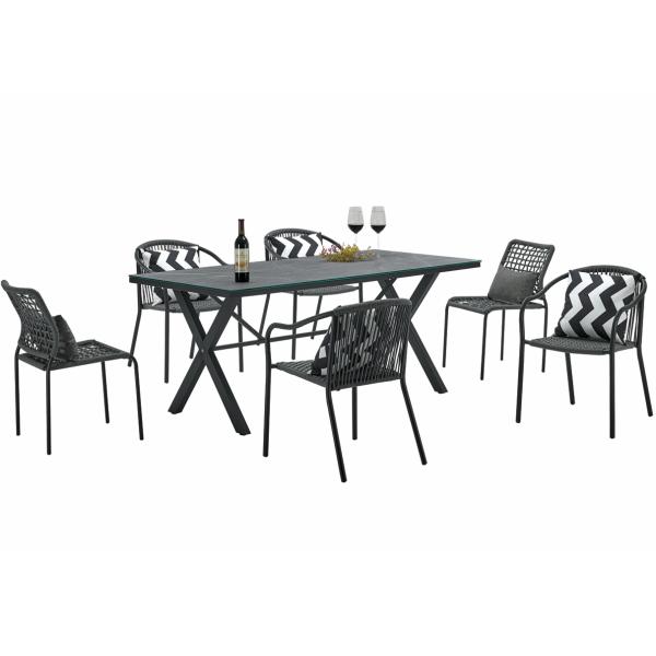 Terrace W1400mm D800mm Table Rattan Garden Dining Set Hand Make Weaving