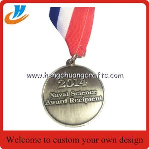 China Cheap cusotm die casting metal medals with ribbon 60mm dia 3mm thickness on sale