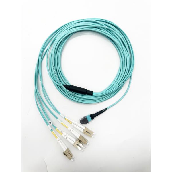 8 Core OM3 MTP® to LC Fiber Optic Trunk Cable Female Plenum Patch Cord 5m for