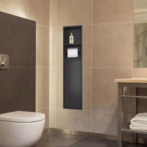 China 3 Tiers Stainless Recessed Shower Wall Shelf Shower Niche On Exterior Wall With Door on sale