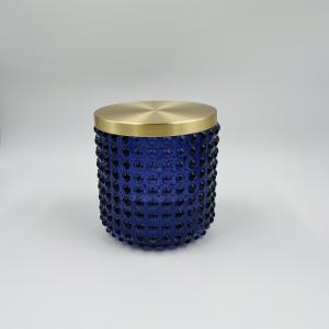 3pcs Glass Bathroom Accessories Set Dark Blue With Golden Part Round Shape Big