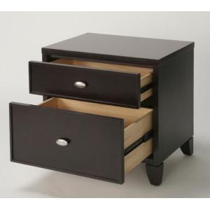 Espresso finish Custom made walnut wood veneer 2-drawer night stand of hotel