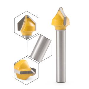 1/4 6 Shank Carbide 90 Degree ACM ACP Cutting Tools V Groove Router Bit for