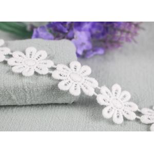 DTM Color Cotton Lace Edging Dyeing With Smooth Pattern / Embroidered Flower
