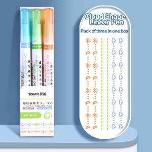 Colorful Pattern Shape Linear Curve Highlighter Pens For Handbook Journals Notes