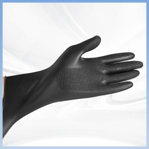 Children Adults Black Latex Disposable Gloves With Textured Fingertips