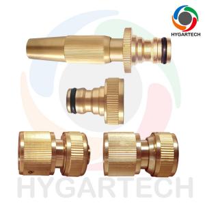 China 1/2'' - 5/8'' Brass Quick Click Hose Coupling Tap Connector And Nozzle Set on sale