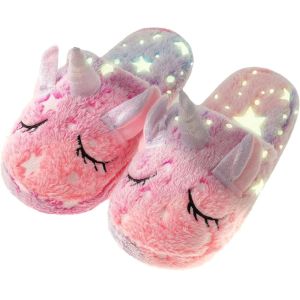 Lovely Unicorns Styles Childrens Character Slippers With Glow In The Dark
