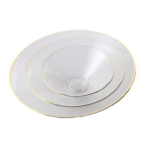 China Gold-Edged Textured Glass Plates | Bulk Wholesale | OEM Service | Wedding/Hotel Supply | Fast Fulfillment on sale