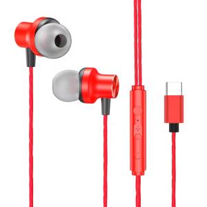 Customized Red Usb Type C Cable Earphones Good Compatibility Smartphones Tablets