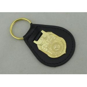 3D NCIS Personalized Leather Key Chain With Gold Plating Emblem