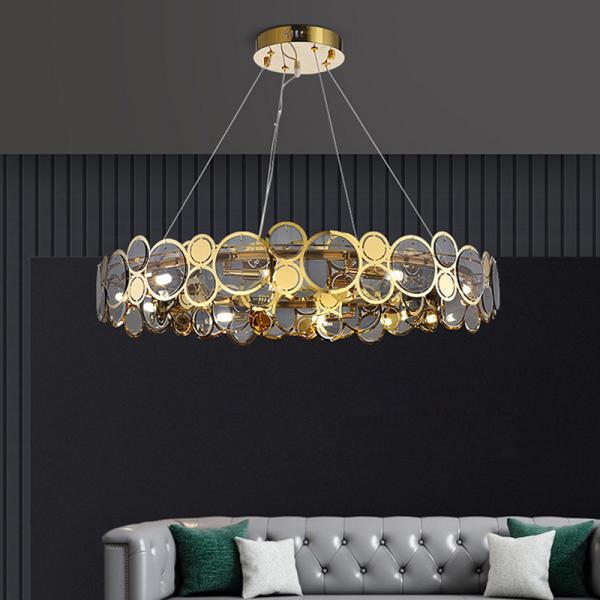 Modern chandelier lighting smoke gray glass round hanging lamp house lights(WH
