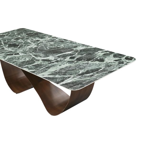 Square Ceramic Marble Top Dining Table With Stainless Steel Base Six To Eight Person Tables