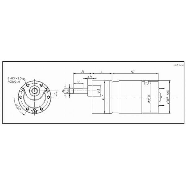 reversible spur gear reducer 37mm high torque 12 volt gear motor