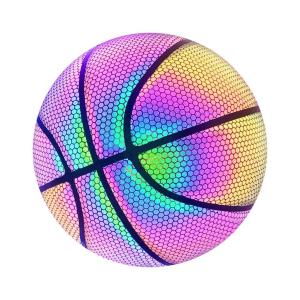 China Luminous Basketball Ball Holographic Reflective Lighted Flash Ball Glowing Basketball on sale