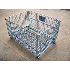 Heavy Duty Galvanized Foldable Wire Mesh Pallet Cage With Cold Drawn Steel