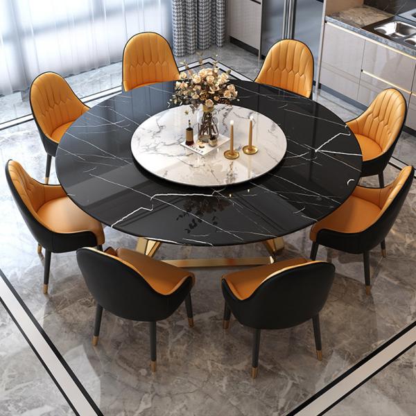 Quality Dining Room Turntable Marble Top Circle Dining Table Polished wholesale