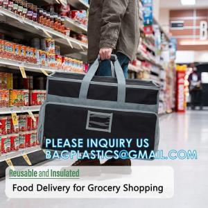 Insulated Food Delivery Bag with Support Frame and Plastic Bottom Plate,Grocery
