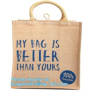 eco friendly small standard size foldable natural jute shopping bag handle