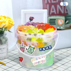 1L Clear Customized Ice Cream Milk Plastic Bucket With Lid And Handle Ideal For