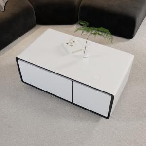 Wireless Charging Modern Smart Coffee Table with Refrigerator and Tempered Glass