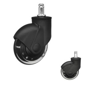 China 3 Inch Grip Ring Stem Soft PU Wheels Transparent Swivel Plug In Office Chair Casters on sale