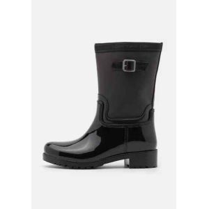 Ladies Pvc Tall Garden Boots Waterproof Rain Boots With Solid Pvc Upper Buckled Trims