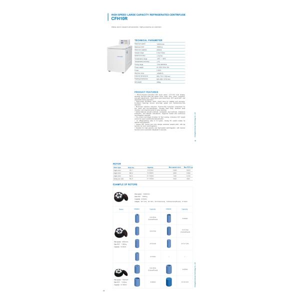 CFH10R 10000rpm Refrigerated Blood Bank Refrigerated Centrifuge Max. Capacity 6000ml for Medical