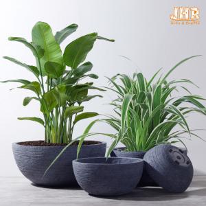 China Round Planters Resin Pot Planter Set Lightweight Pots Garden Flower Pots MGO Flowerpots Clay Pots on sale