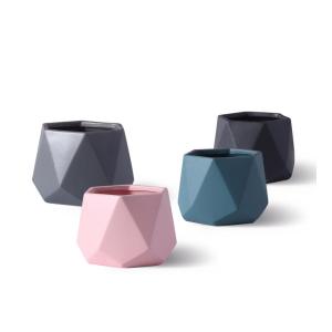 China SGS  15cm 6 Inch Geometric Glazed Orchid Ceramic Flower Planters on sale