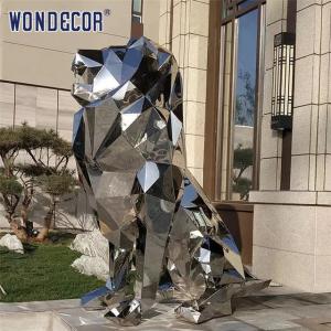 Cheap Polygonal Forged Metal Sculpture Squatting Lion Shape Garden Decoration for sale