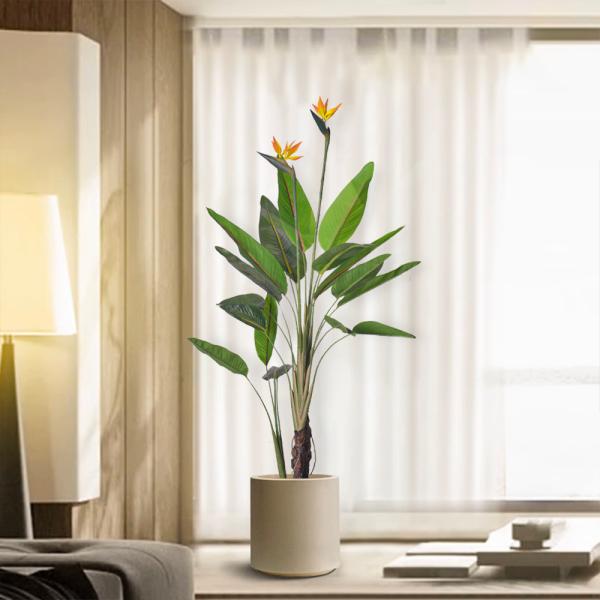 artificial plant manufacturer 150cm artificial bird of paradise plant with realistic flower for indoor decoration