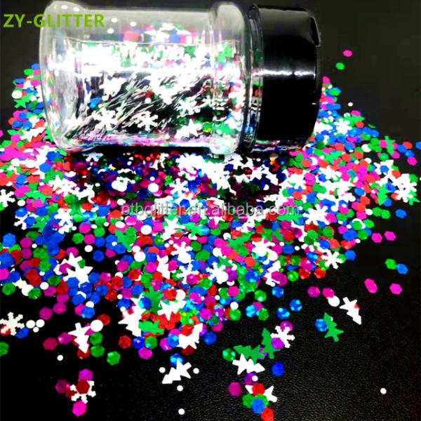 Square Heart Star Moon Flowers Leaves Crafted Glass Silk Holiday Nails High Christmas Glitter Mix for Excellent Effect
