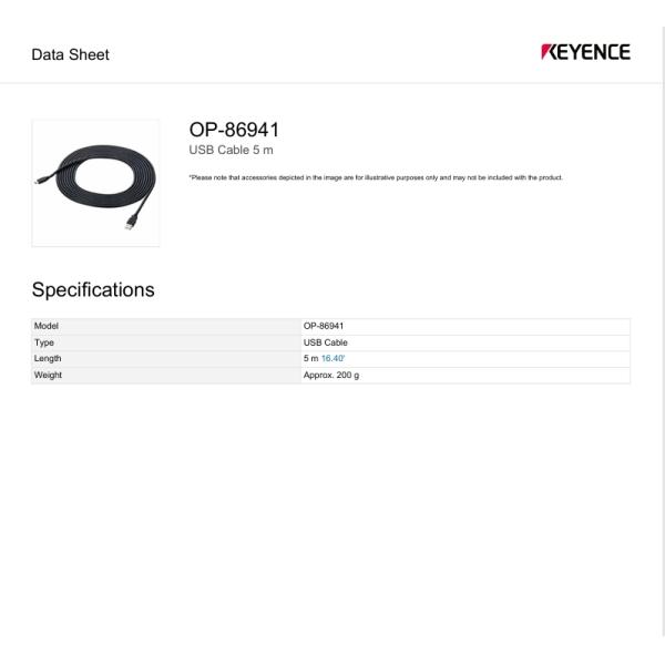 KEYENCE OP 86941 Safety Laser Ultrasonic Level Meter USB 5m