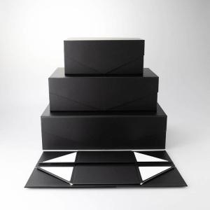 Matte Black Foldable Cardboard Paper Box Packaging Gift Box With Handle