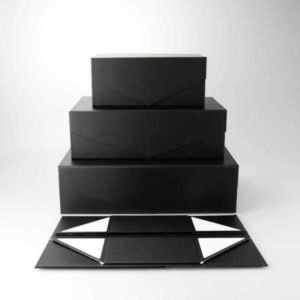 Quality Matte Black Foldable Cardboard Paper Box Packaging Gift Box With Handle wholesale