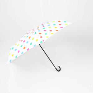 19 Inch J Real Leather Handle Three Fold Umbrella Colorful Dots For Young People