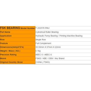 Full Complement F-202578 RNU Cylindrical Roller Bearing for Hydraulic Pump