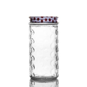 Custom made "Big Wavelet dot" Shape glass juice jar mason jar with llid and