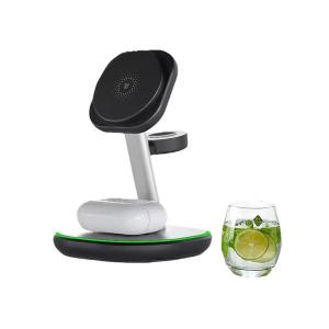 White 15W 3 In 1 Wireless Charging Station for Smart Watch and Earphone Connect